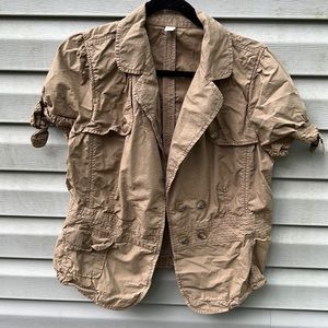 Loft | Brown Short Sleeve Shirt Double Button Front Closure size Large